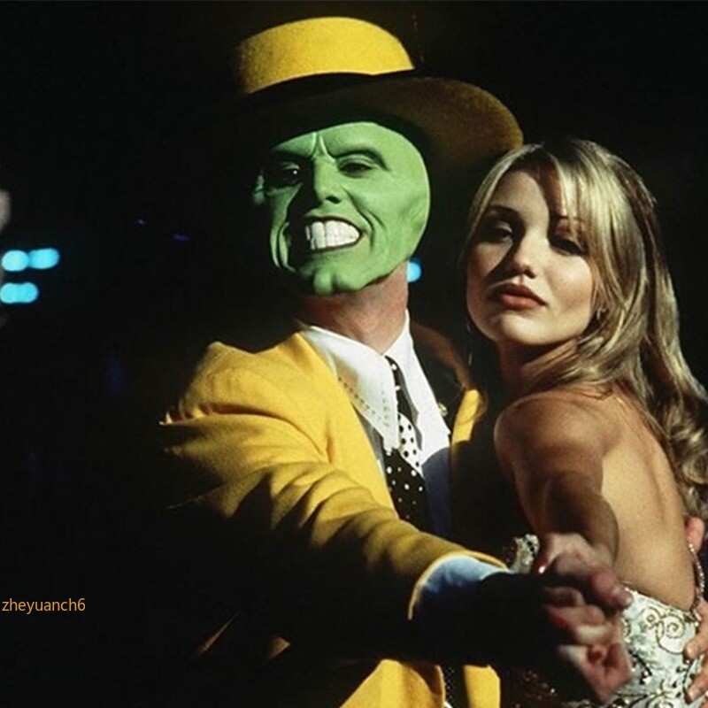 The Mask Jimcarrey Cosplay Costume Outfit Men’s Uniform Yellow Suit Halloween