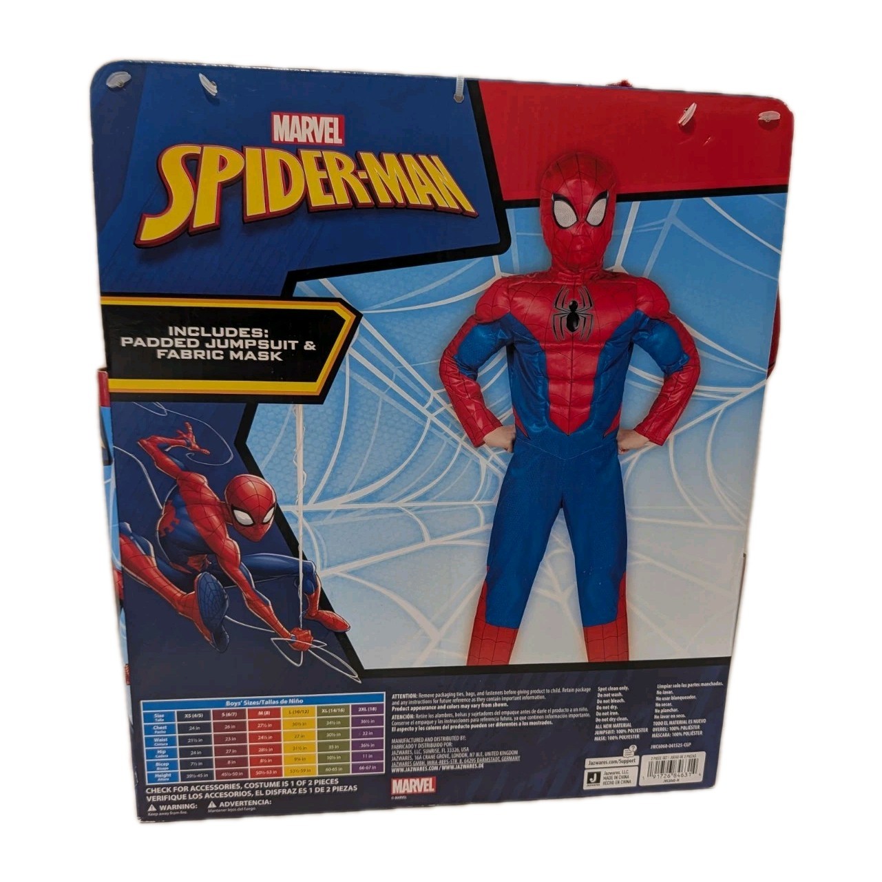 Marvel Spiderman Boys Size Medium (8) Padded Muscle Costume w/ Mask Jazwares