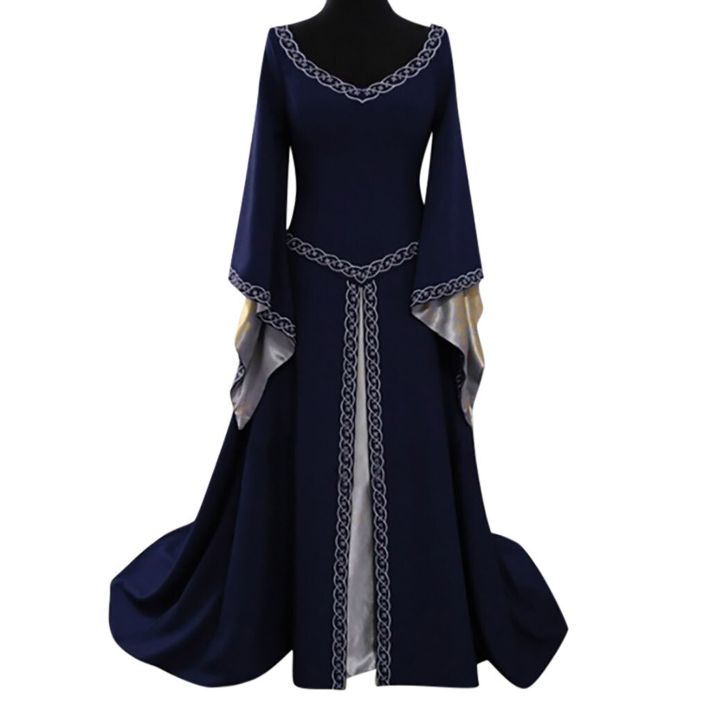 Womens Irish Long Dress Cosplay Retro Gown Medieval Dress Renaissance Costumes