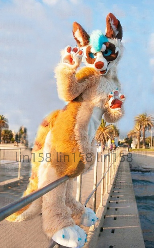 Husky Dog Fox Mascot Costume Long Fur Furry Costume Wolf Cosplay Fursuit @299