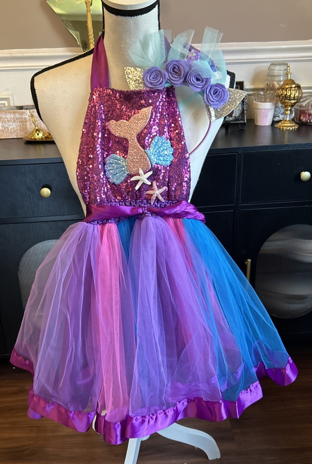 Unbranded Multicolor Mermaid Tutu With Unicorn Headband in Size 4-5 for Girls