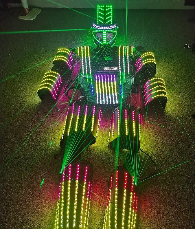 LED Robot Costume Suit IlluminatedDance Party Show Glow Night Lights Clothing