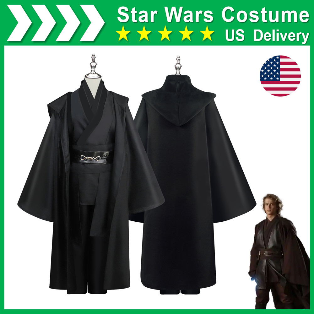 Star Wars Obi-Wan Kenobi Jedi Knight Master Cosplay Costume Cloak Outfits Black
