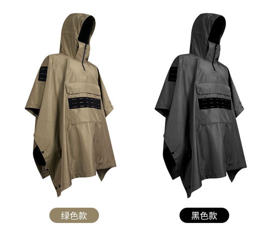 Tactical Rain Poncho Soft Shell Waterproof Outdoor Cycling Training Raincoat Men