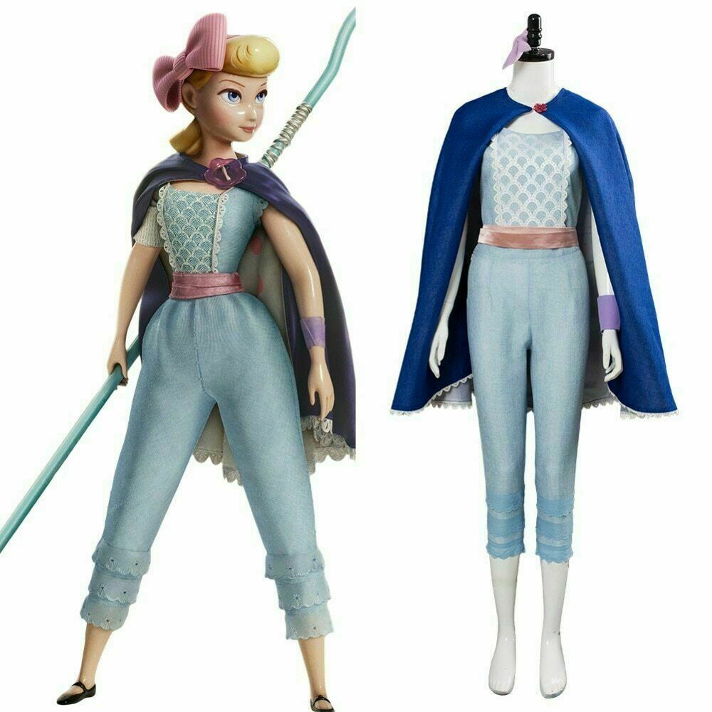 Toy Story 4 Bo Peep Halloween Cosplay Costume Adult Women Cloak Blue Dress &258