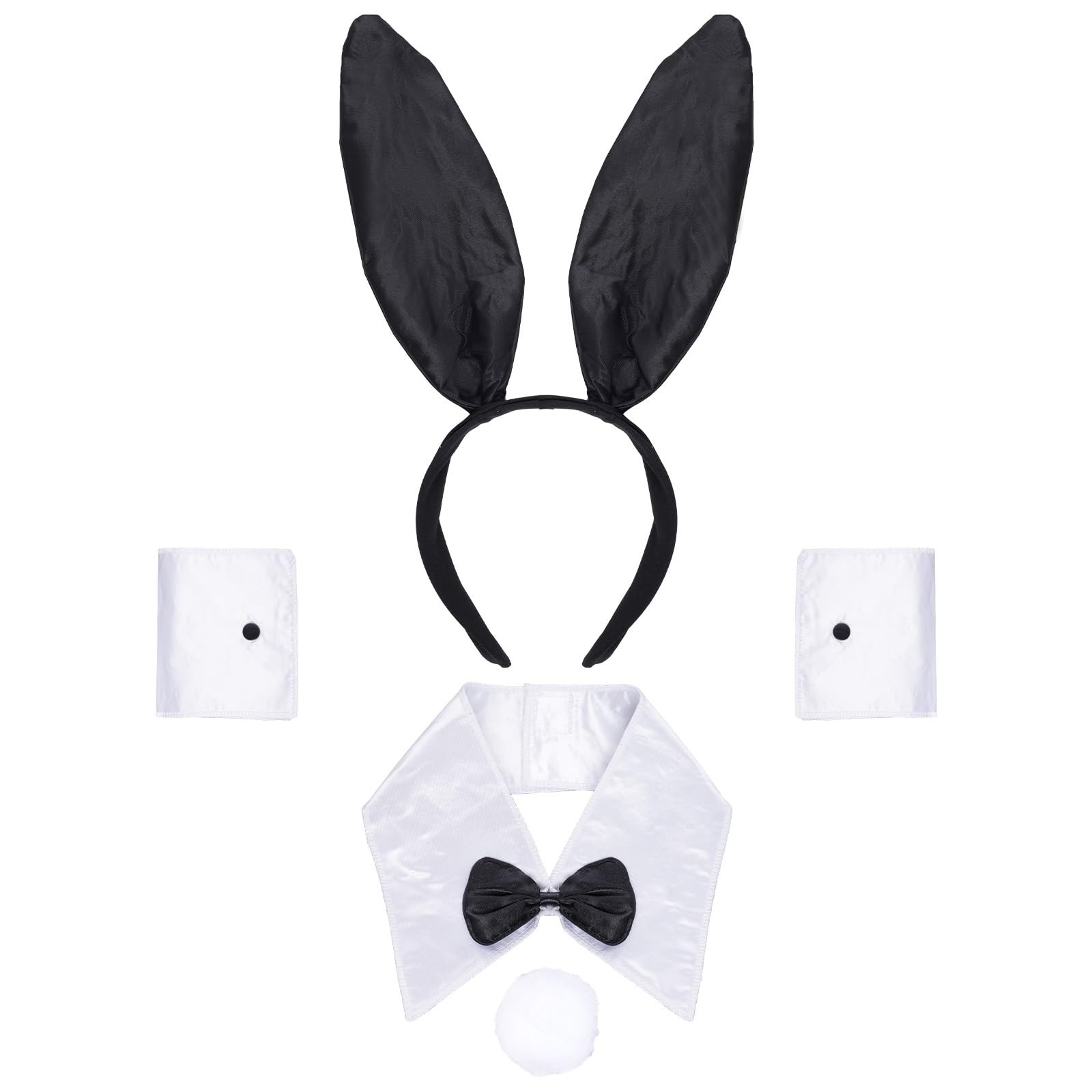 Bunny Costume Set for women Rabbit Ear Headband Tail Bow Tie Rabbit Accessory…