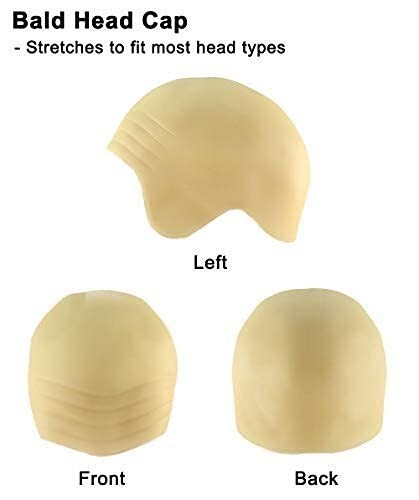 Adult Bald Deluxe Silly Boy Auburn Wig Comical Bald Cap with Hair Tufts