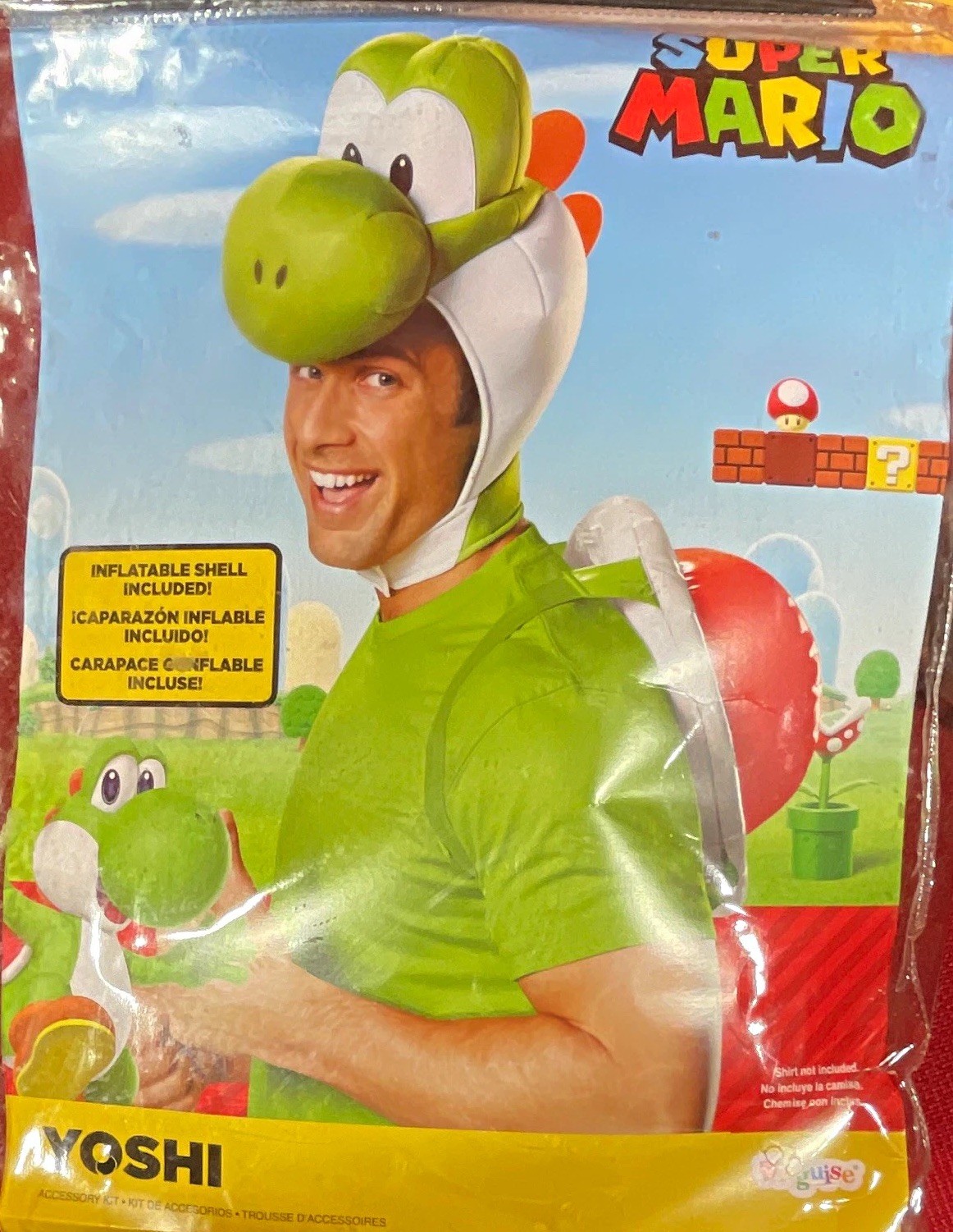 Disguise Super Mario Yoshi Hat & Inflatable Shell Kit, One Size Green/White