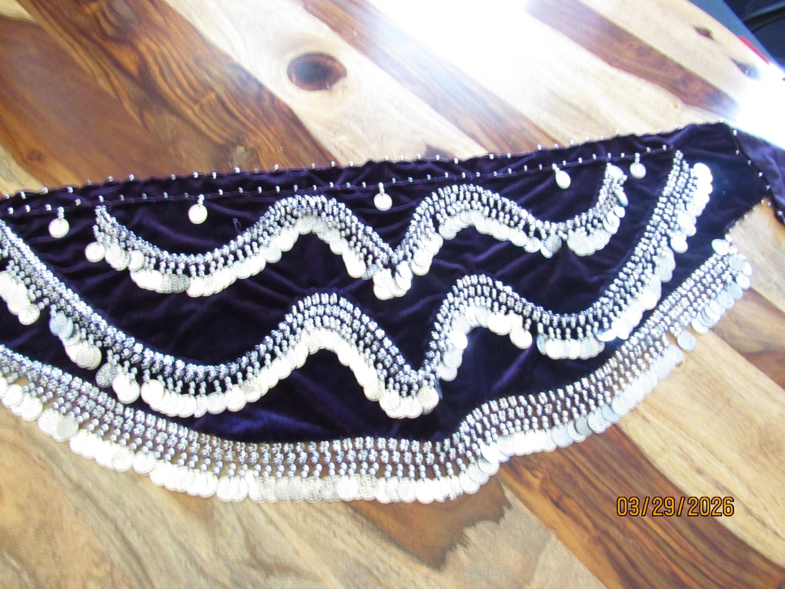deep purple velvet satin lined cosplay belly dancer chimed hip sash beach