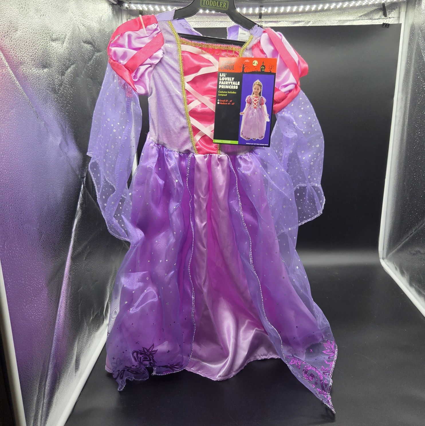 Totally Ghoul Girls Princess Costume Dress 2T Purple/Pink Glitter Long Sleeve