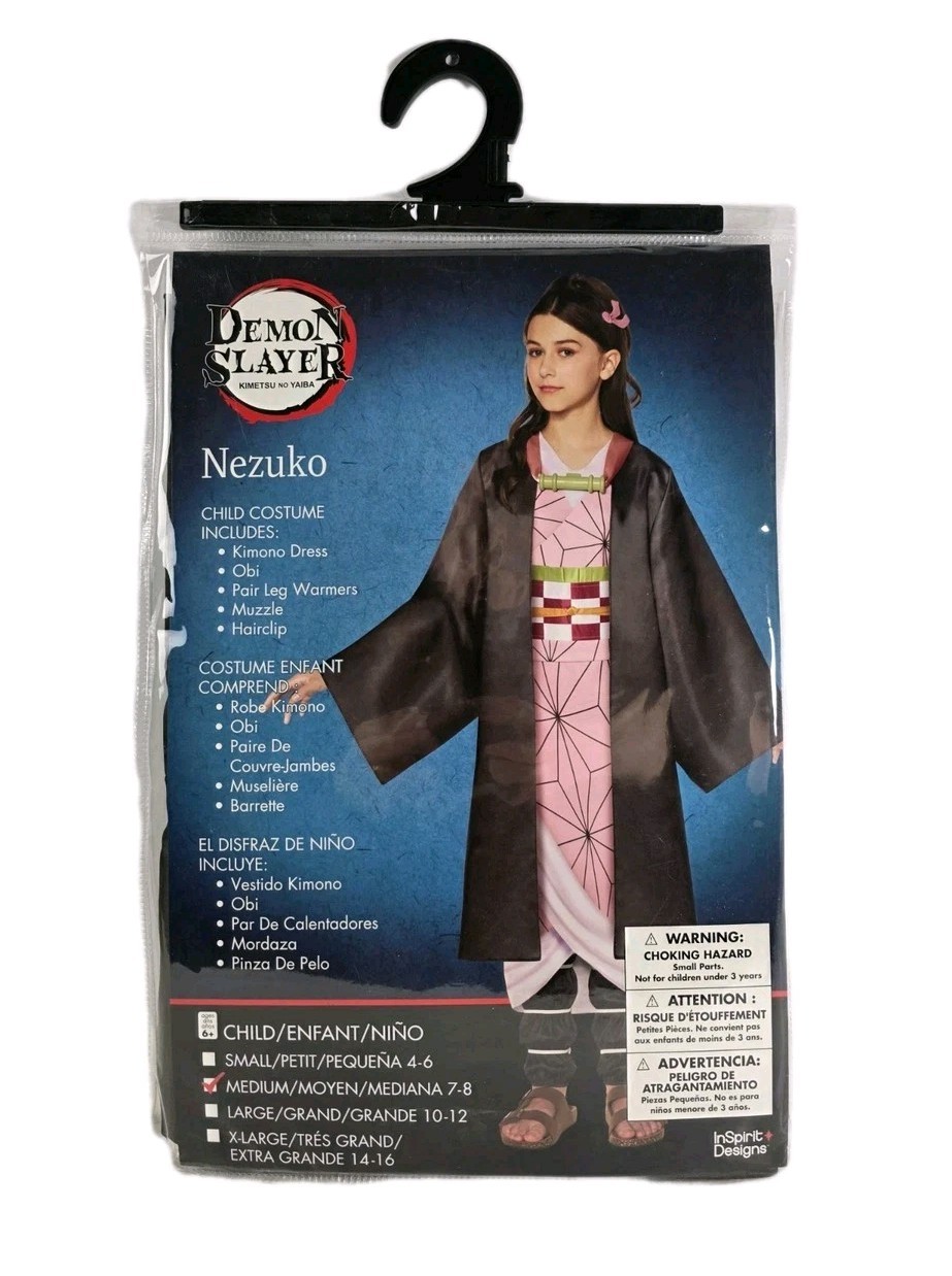 Demon Slayer Nezuko Costume Cosplay Anime Halloween Outfit Child M 7-8 New
