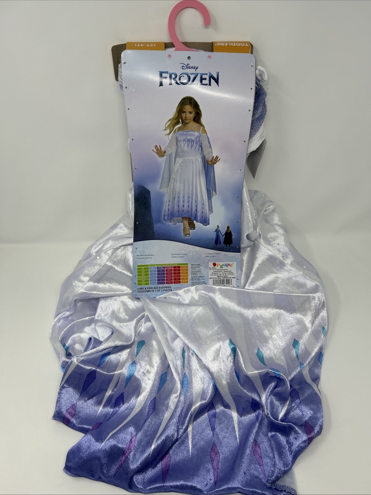 Disguise Girls Disney Frozen Snow Queen Elsa Prestige Gown Costume Size XS 3T-4T