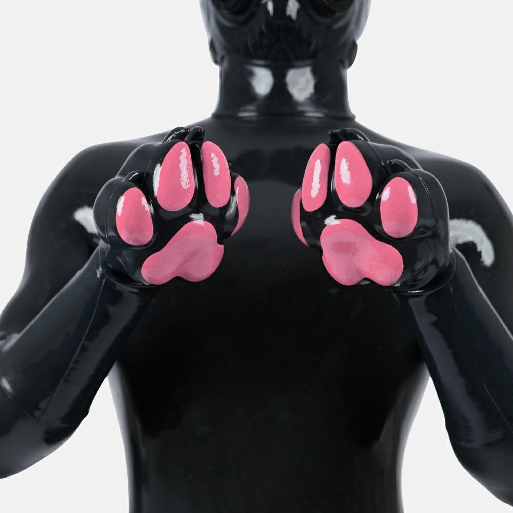 Furrjoi Silicone Black Anatomical Front Paws Long Arms Cosplay Gloves Handwear