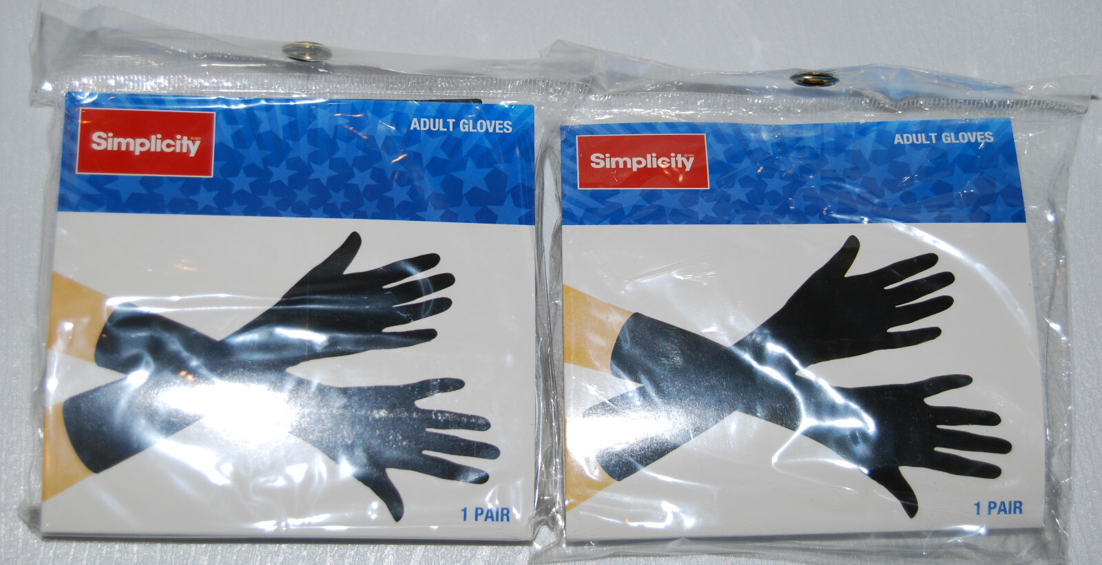 New Lot of 2 Simplicity Adult Black Super Hero Costume Gloves OSFM