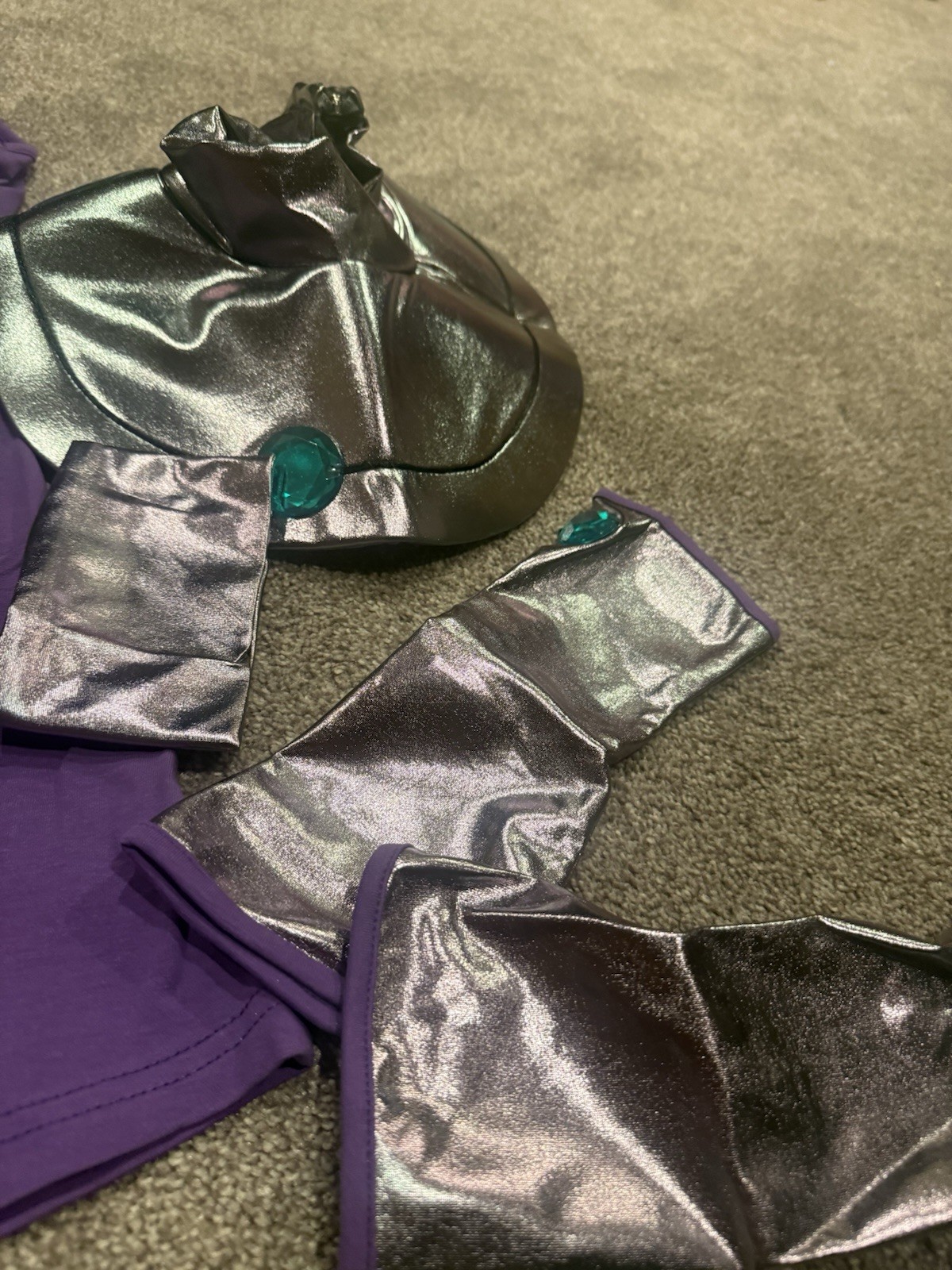 Purple & Silver Space Alien Cosplay Complete Outfit Set S/M Polyester Stretch