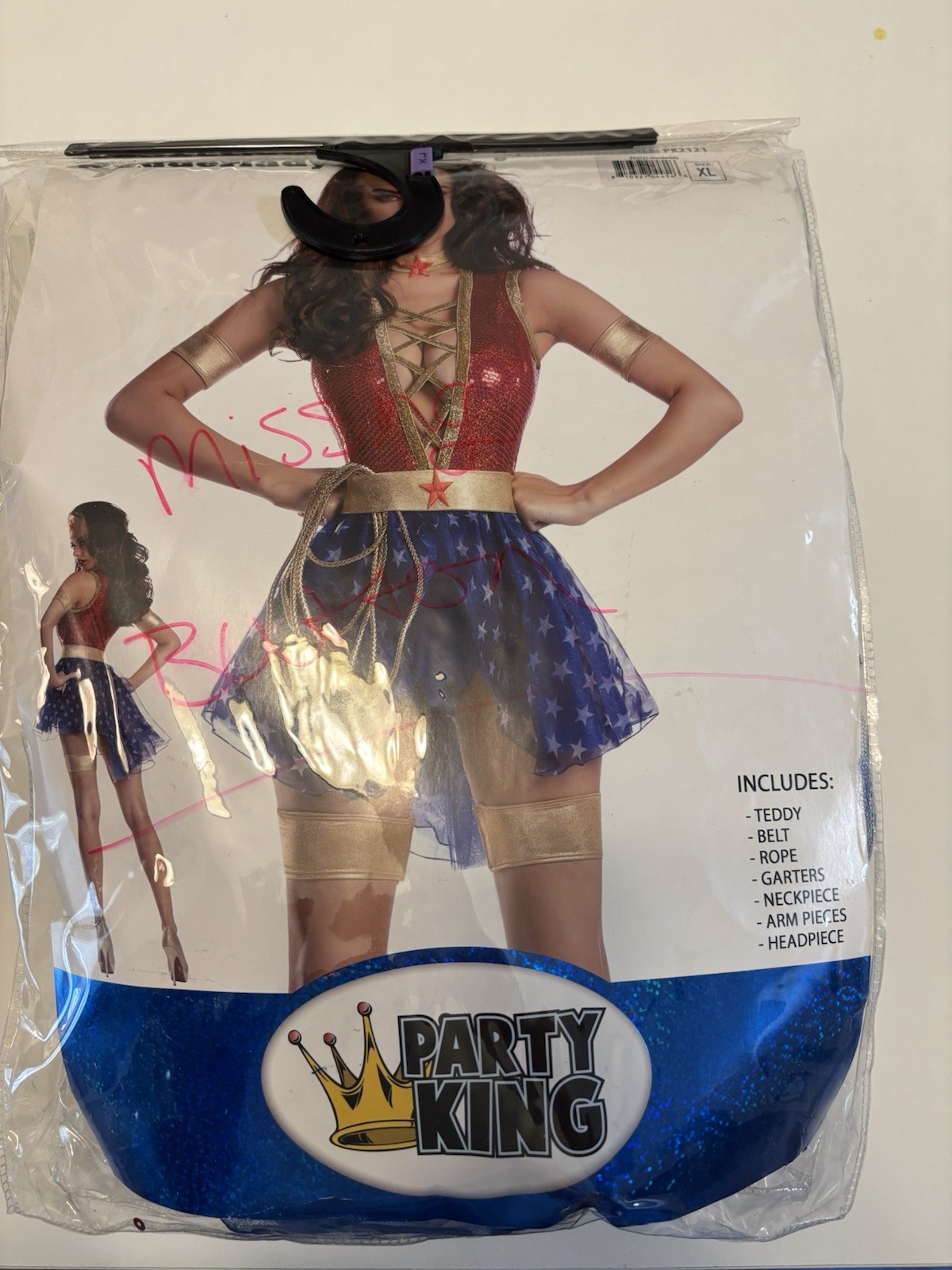 NEW Party King Wonderlady SZ XL Halloween Role Play Missing Items