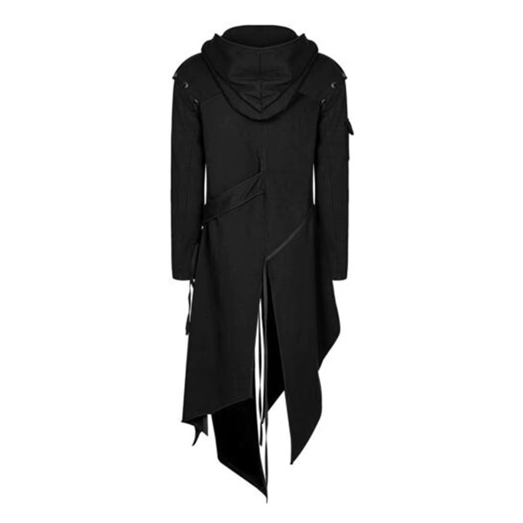 Medieval Retro Asymmetrical Hoodie Long Jackets Men’S Halloween Cosplay Gothic Z