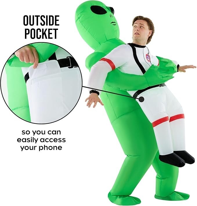 Inflatable Astronaut Alien Costume Adult Kidnap Abduction Blow Up Suit Halloween