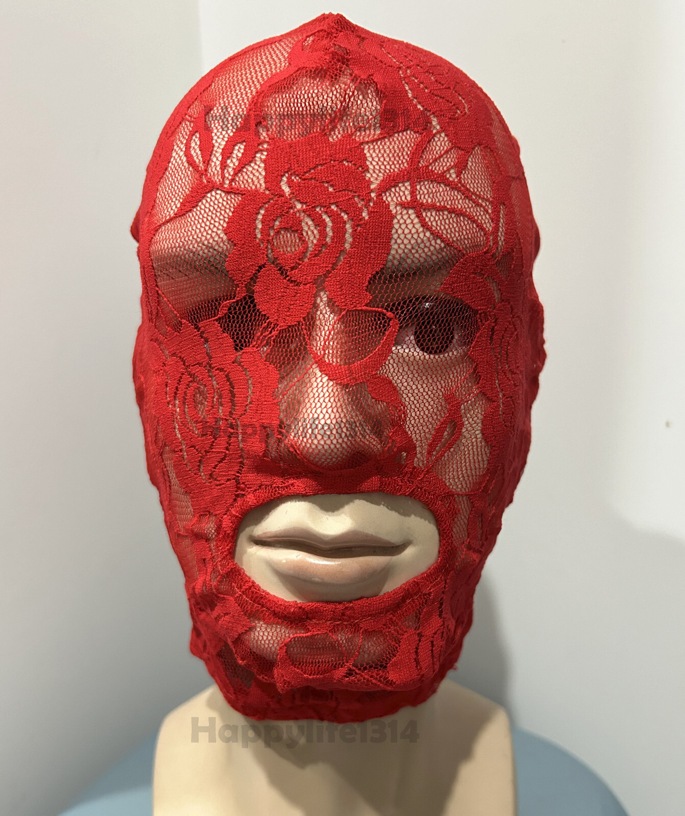 Halloween Black/white/Red Lace Mask Hood Open Mouth Role Play Cosplay Mask