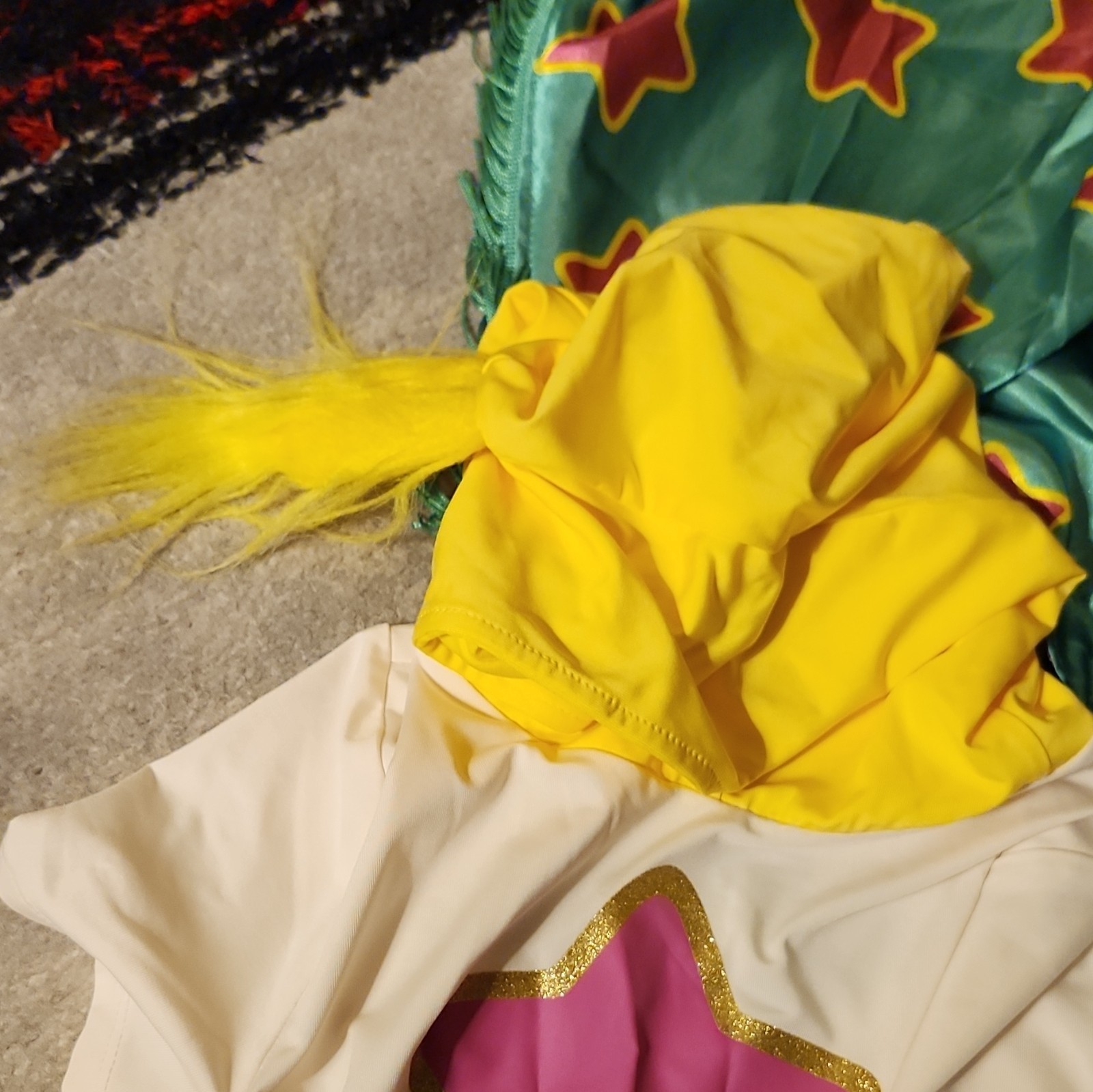 Girls Troll Costume Complete Outfit Multicolor Hooded Dress with Star Cape