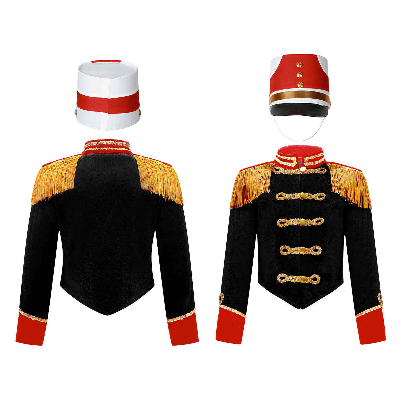 US Kids Halloween Circus Ringmaster Costume Drum Major Marching Band Uniform