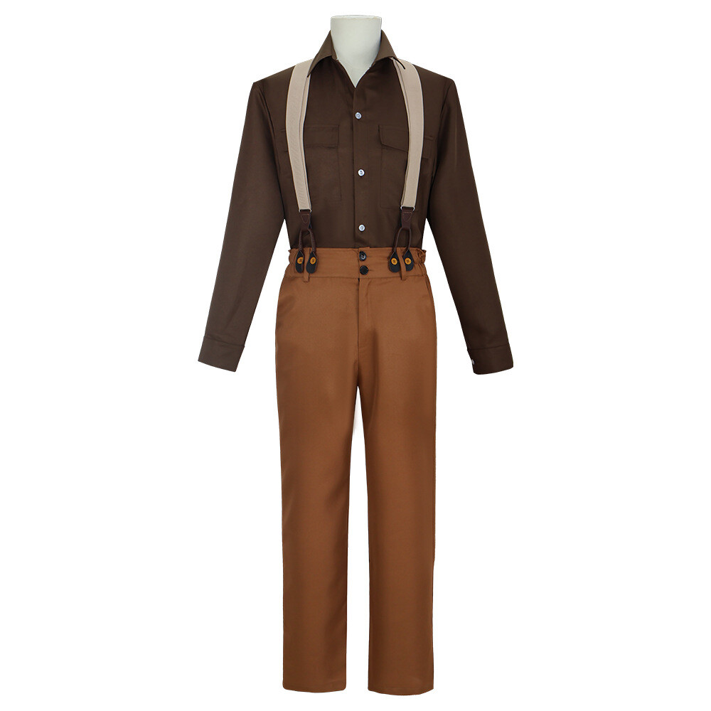 Titanic Cosplay Jack Dawson Costume Halloween Uniform Bib Pants Shirt Full Set