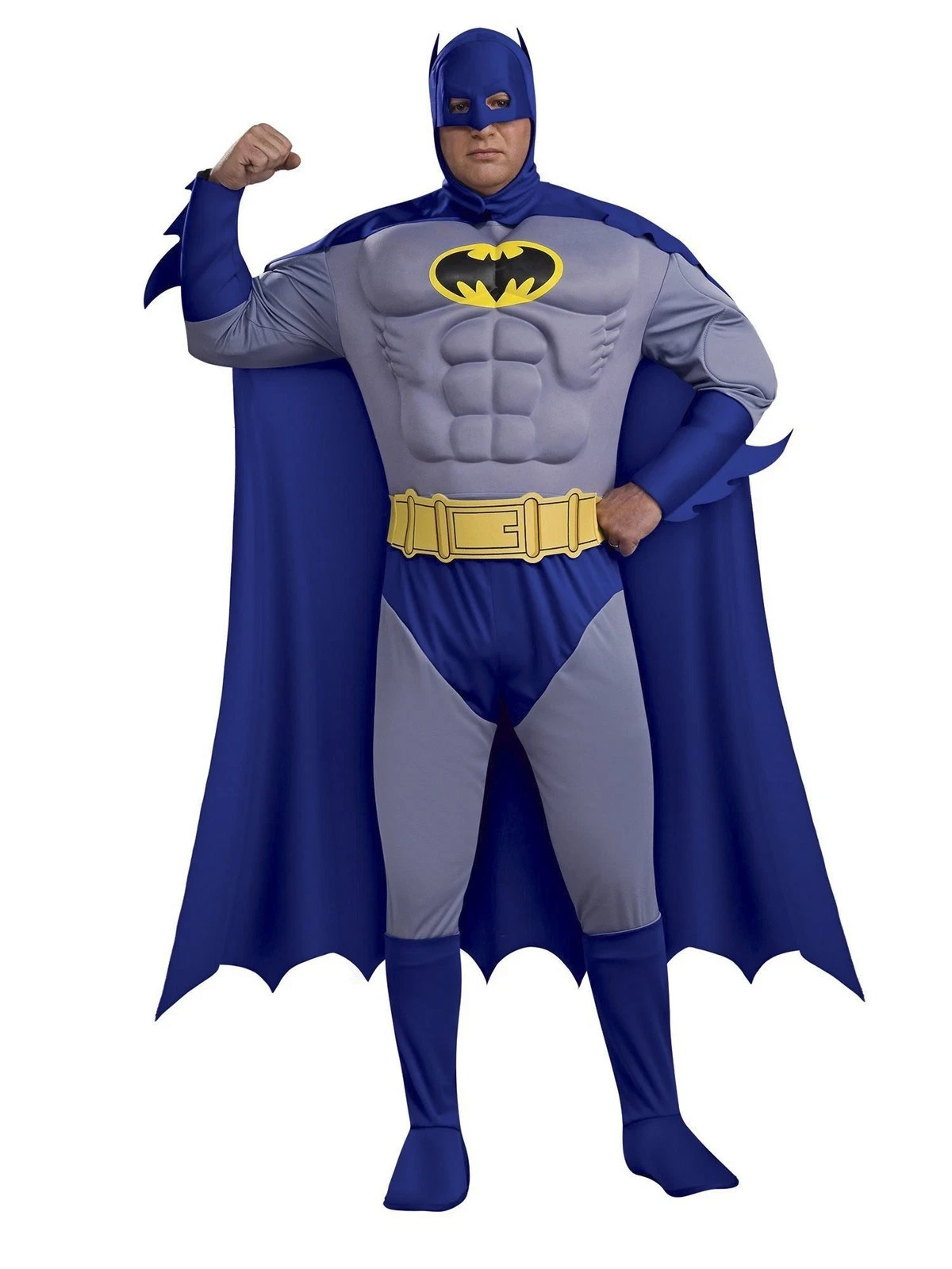 Adult BATMAN DELUXE MUSCLE CHEST Superhero Mens Fancy Dress Bold Brave Official
