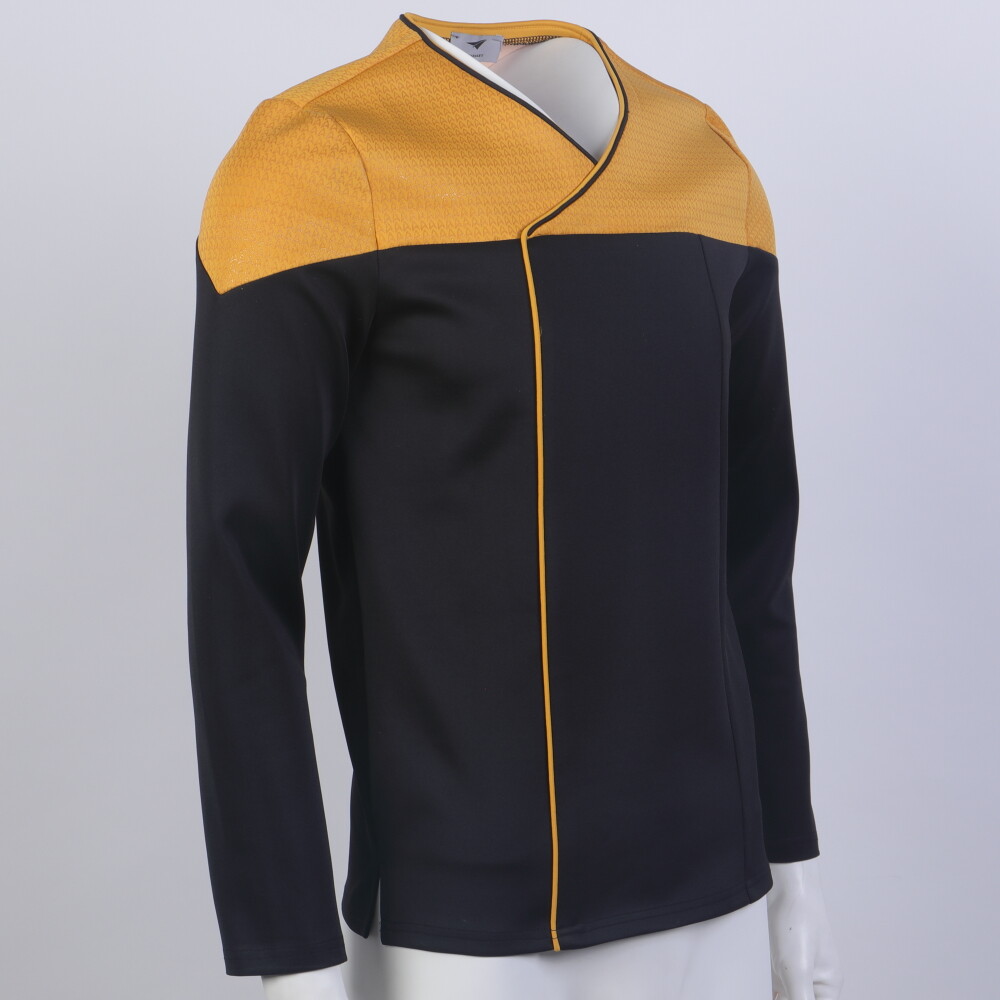 For Picard 2 Commander Uniform Starfleet Red Gold Blue Tops Male Shirts Costume