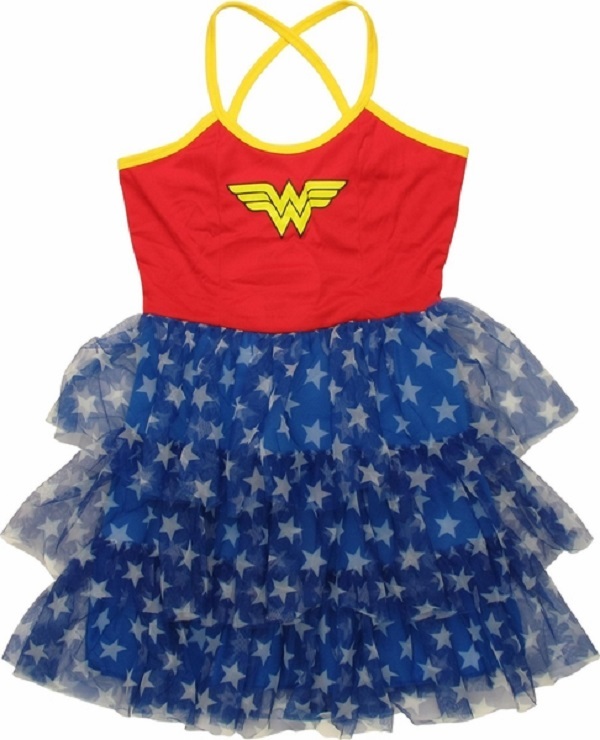 DC Comics Wonder Woman Tiered Cross Back Cami Mini Women’s Dress Junior Small