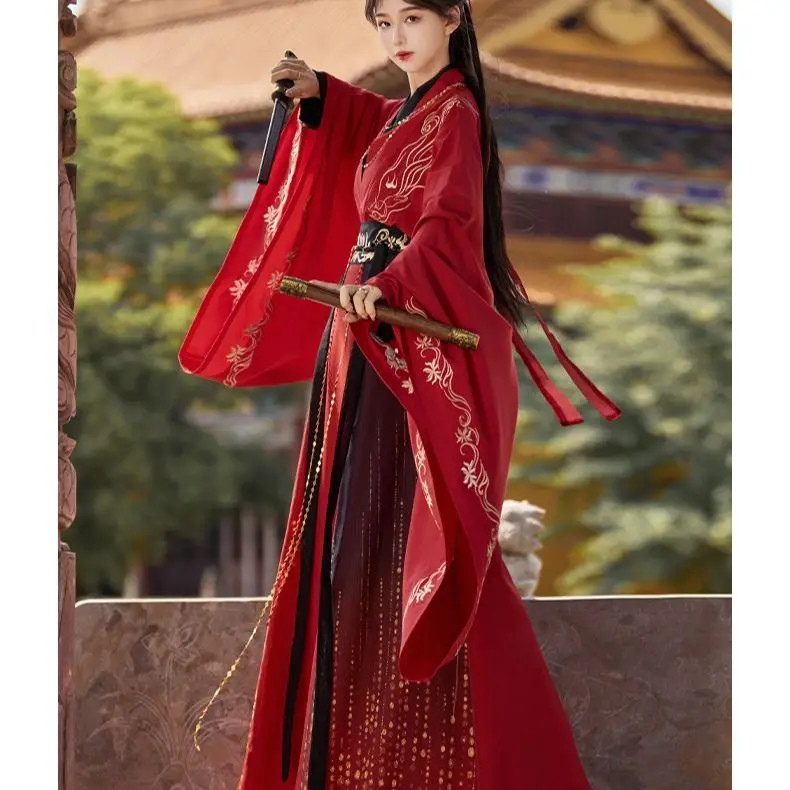 Chinese WeiJin Hanfu Crossed Collar Robe Daily Costume Elegant Women Cosplay