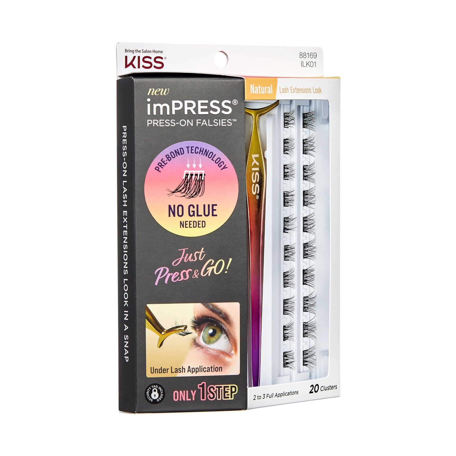 KISS imPRESS Press-On Falsies Clusters, Natural, 20 Clusters, Packaging May Vary
