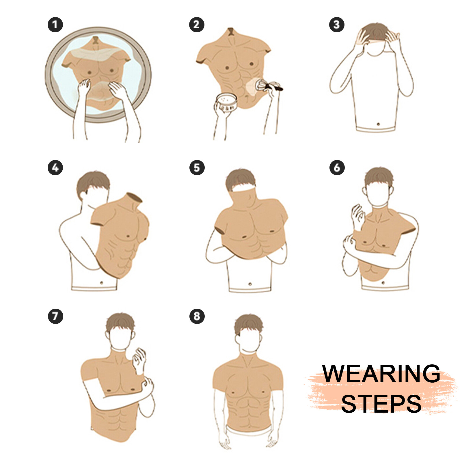 Male Chest silicone Muscle Suit Simulation Fake Muscle Abdomen Cosplay Costumes