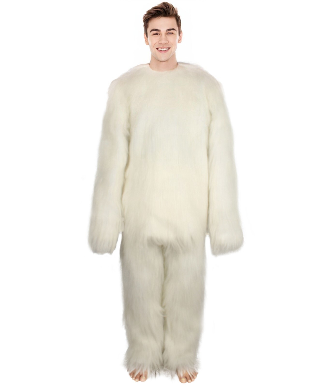 Furry Dog Collection | Men’s White Spiked Furry Dog Costume with Tail HC-1687