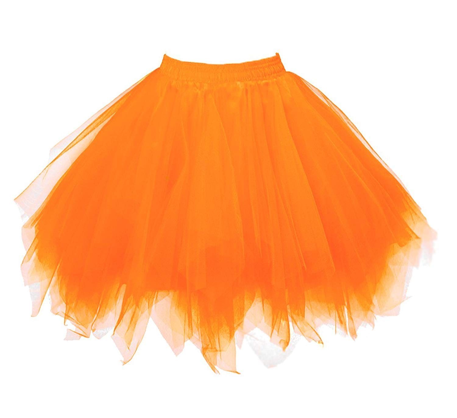 Womens Orange Plus Size Puffy Tutu Layered Tulle Petticoat Skirt
