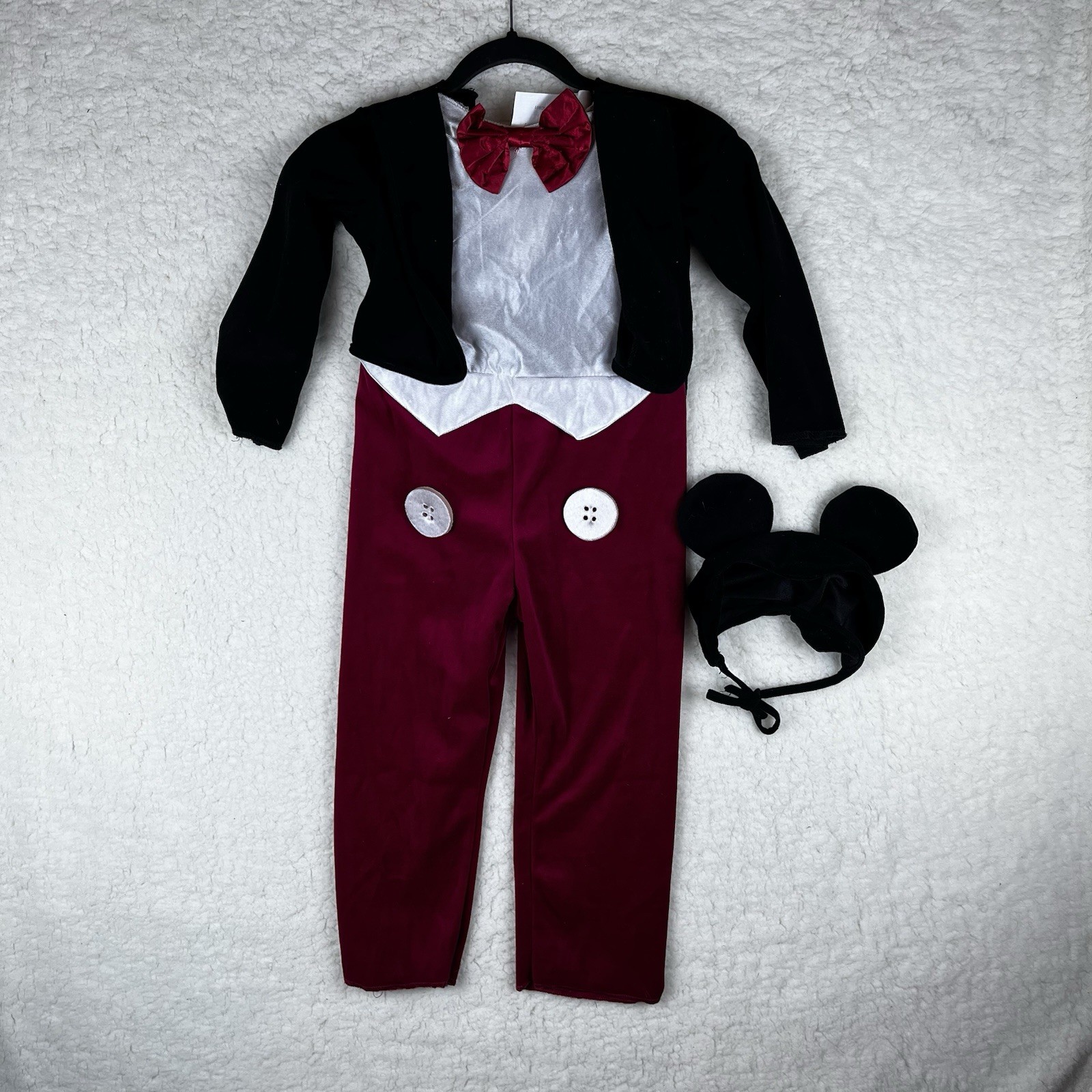 Mickey Mouse Toddler Kid 2T Costume Dress Up Halloween Red Black Yellow Hat