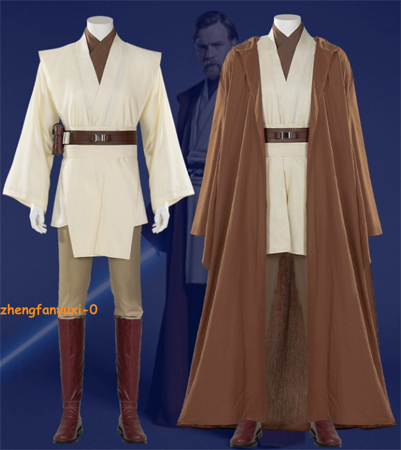 Obi-Wan Kenobi Cosplay Costume Star Wars Jedi Knight Suit Rope Outfits Full Set