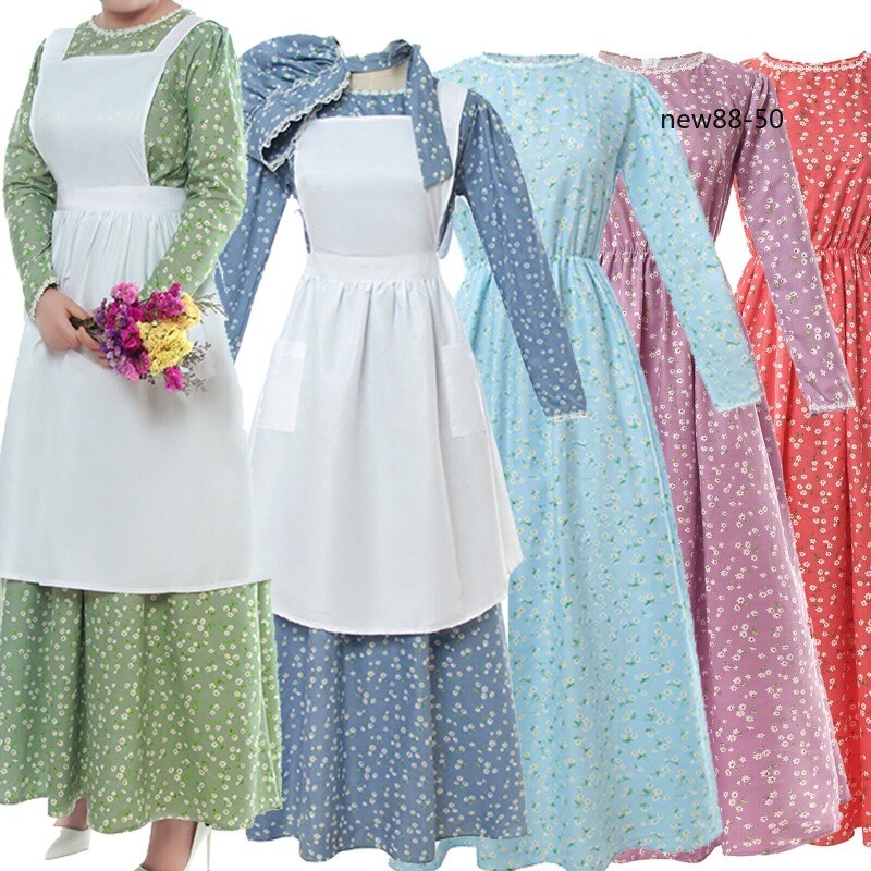 Pioneer Dress Costume Womens American Historical Modest Prairie Colonial Dresses