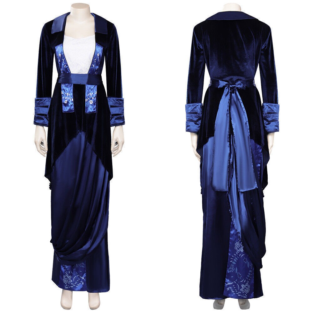 Titanniic Rose DeWitt Bukater Cosplay Dress Lady Dark Blue Velvet Long Dress Top