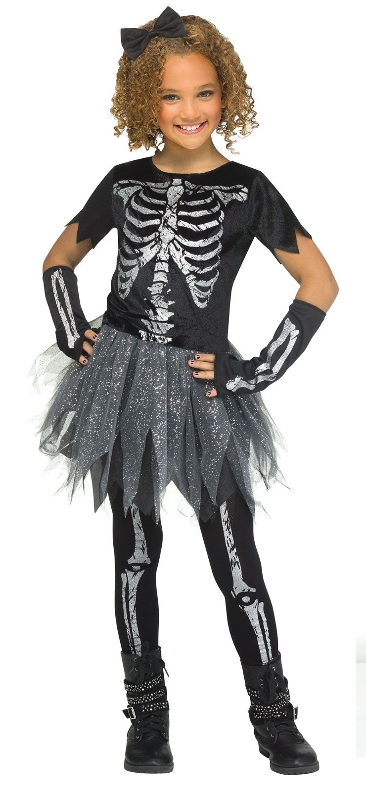 Child Silver Skele-Girl Skeleton Costume