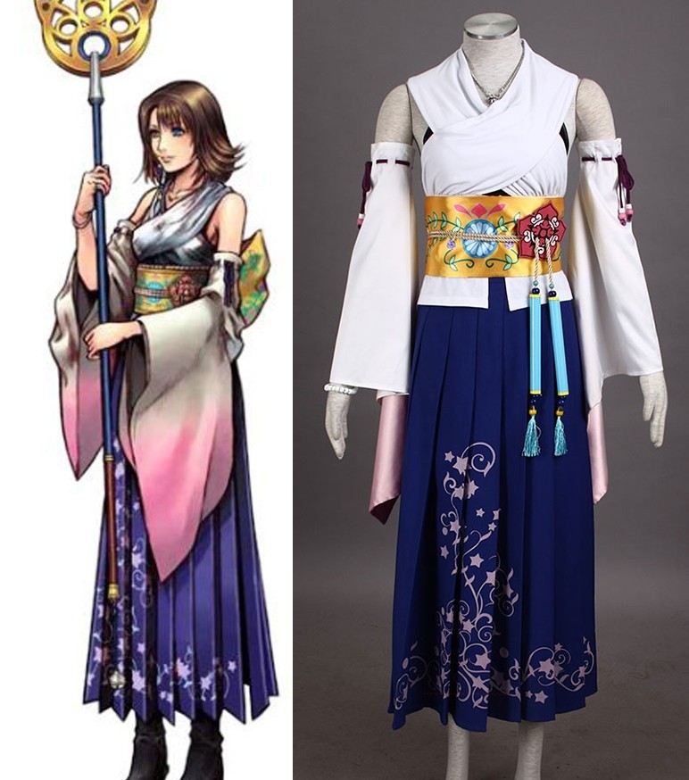 FF FF X-2 Final Fantasy X 10 Yuna Cosplay Costume Summoner Full Set + Jewelry