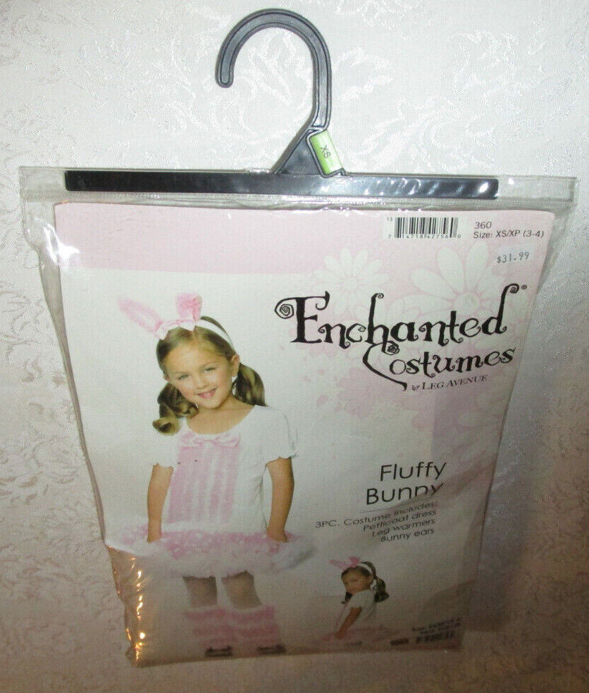 Easter Bunny XS (3T-4T) Costume w/ Petticoat Dress, Leg Warmers, Headband Ears