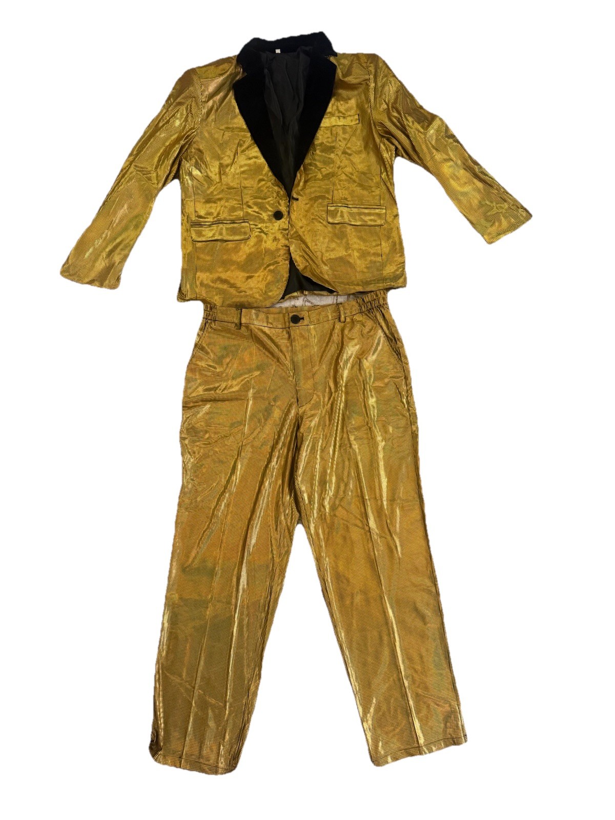 Gold Party Halloween Fashion Suit Jacket,Pants Size Large Gold