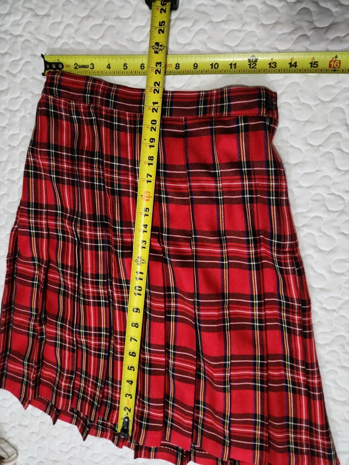 VTG Lightweight Red Plaid Skirt Small 26″ KNEE MIDI Academia Costume Clueless