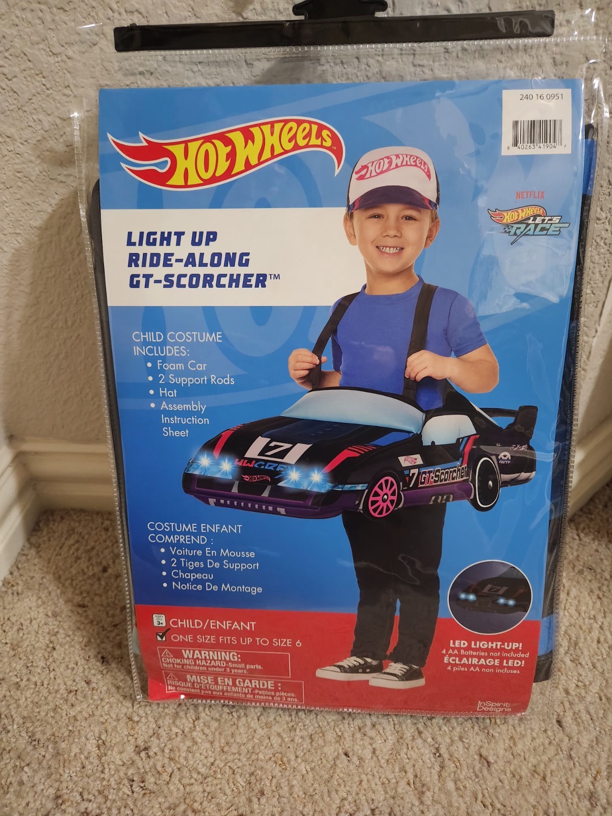 Hot Wheels Halloween Costume Light Up Ride Along GT-Scorcher One Size