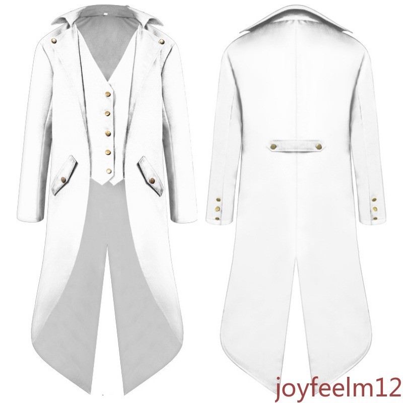 Men’s Victorian Gothic Medieval-Style Clothing Long Retro Tuxedo Coat Halloween