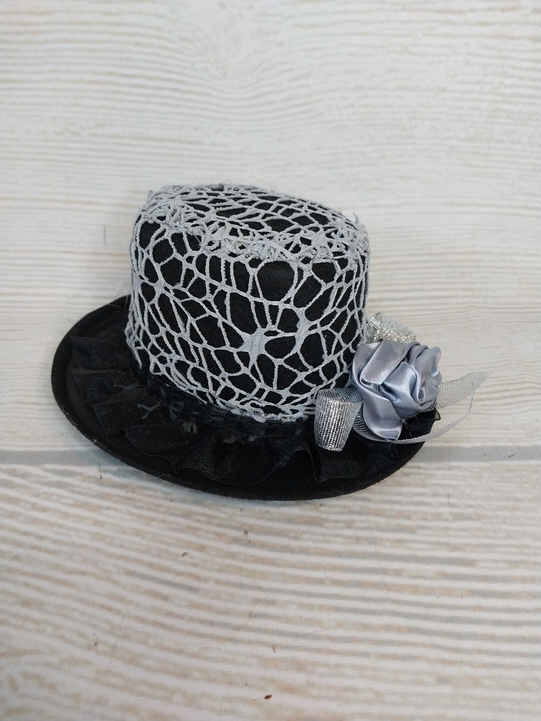 New! Fascinator Hat Headband Rise Black Silver Cosplay Halloween Party Dress Up
