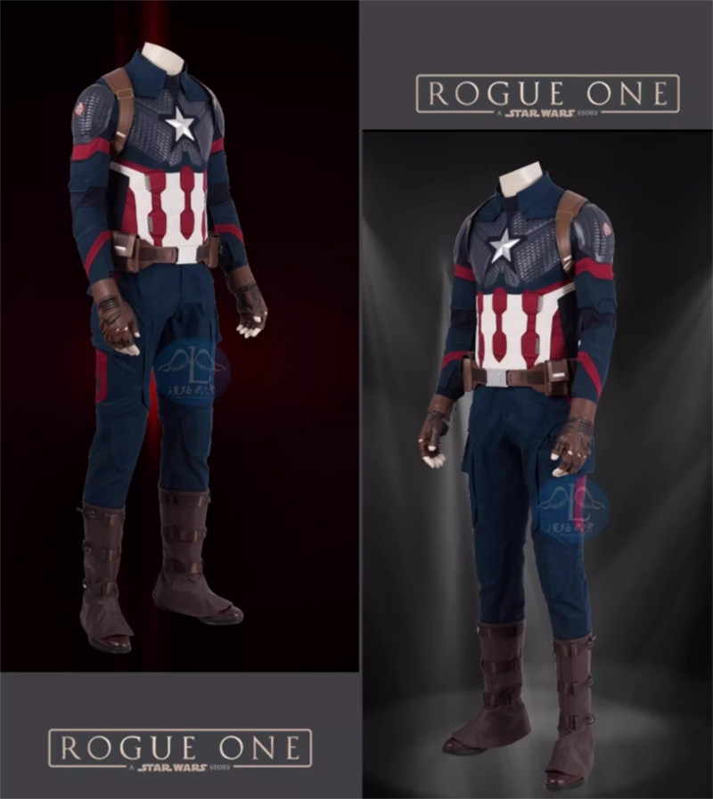 Captain America Cosplay Custome Men Outfit Top Pants Vest Glove Belt Full Set