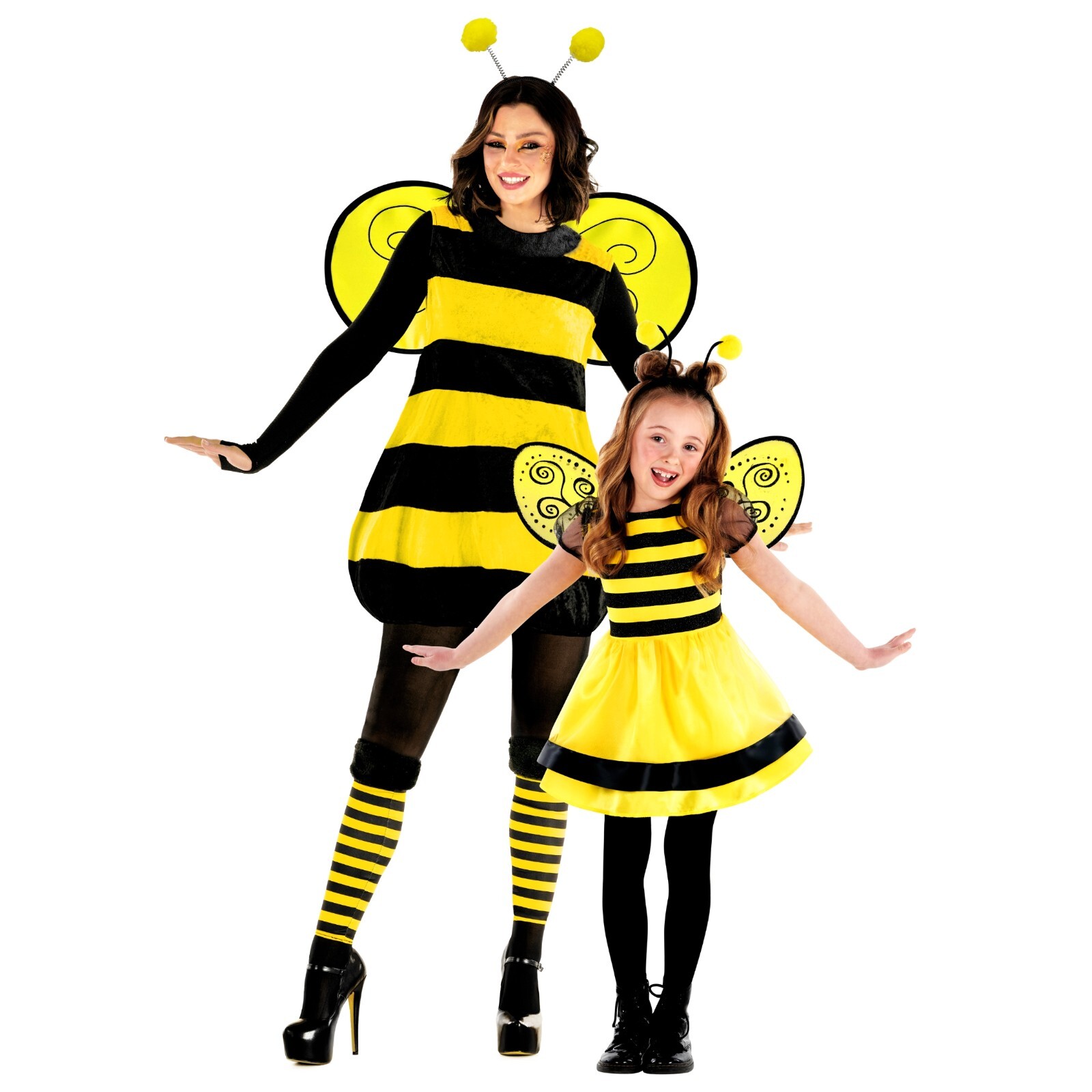 Women`s Bumblebee Costume Adult Bumble Honey Queen Bee Dress + Leg Warmers S-2XL