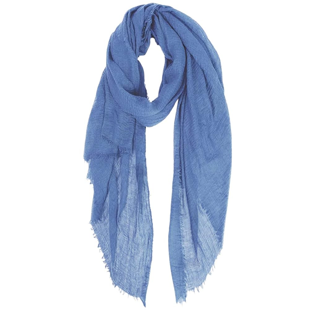HeiDmai Unisex Cotton Blend Crinkle Vintage Soft Scarf One Size, Sky Blue