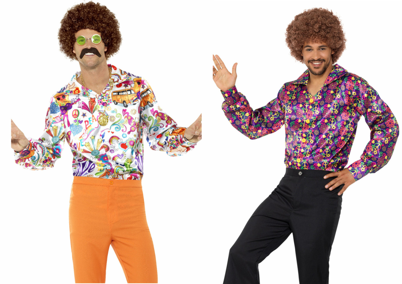 ADULT MENS 60S 70S DISCO COSTUME SATIN SHIRT DANCE FEVER SATURDAY NIGHT HIPPIE
